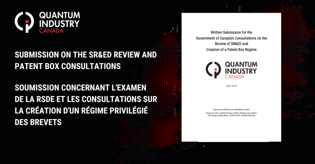 QIC's SUBMISSION ON THE SR&ED REVIEW AND PATENT BOX CONSULTATIONS